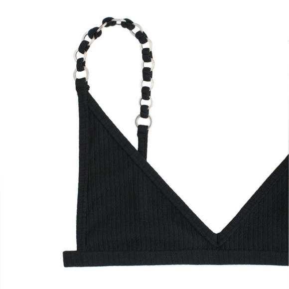 Chain Black Ribbed Bikini NWT - Picture 6 of 7